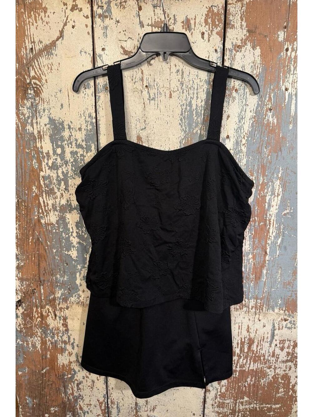 Beach Cabana Black One Piece Swim Dress Swimsuit Bathing Suit size 1X